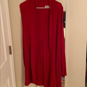 Red maxi cardigan